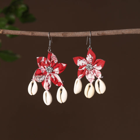 Red - riva fabart phool kali shell earrings - handcrafted