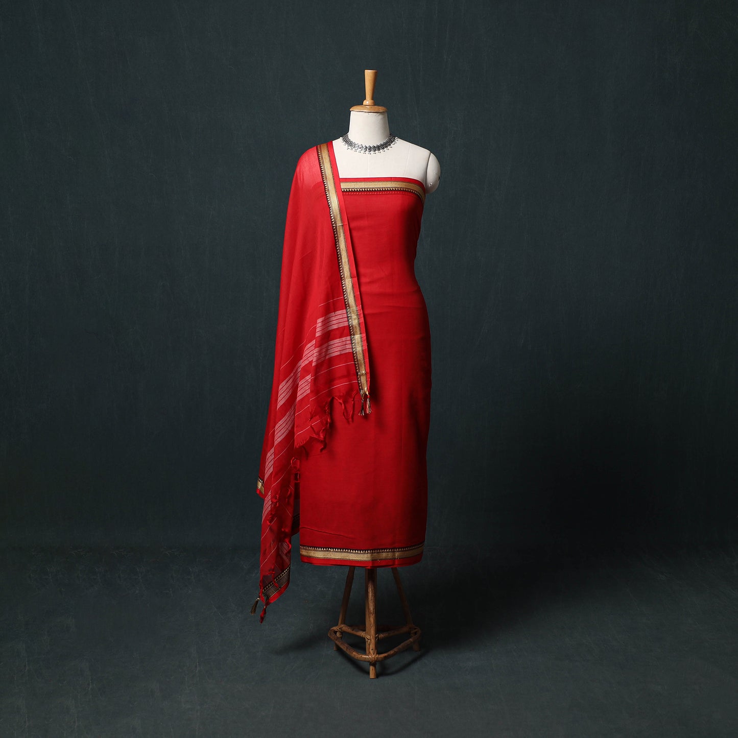 Dharwad Mercerised Cotton 3pc Unstitched Dress Material Suit Set 19