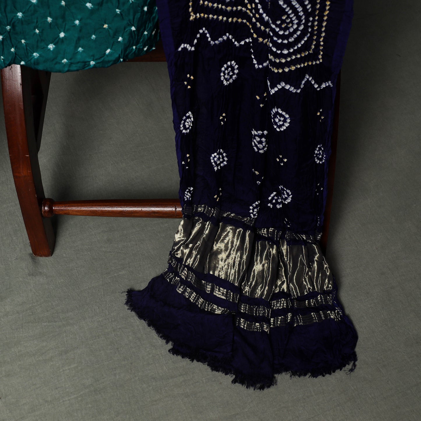 Kutch Bandhani Tie-Dye Modal Silk Unstitched Dress Material Suit Set 07