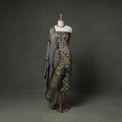 Kutch Bandhani Tie-Dye Modal Silk Unstitched Dress Material Suit Set 08