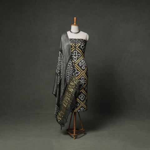 Kutch Bandhani Tie-Dye Modal Silk Unstitched Dress Material Suit Set 08