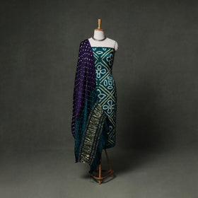 Kutch Bandhani Tie-Dye Modal Silk Unstitched Dress Material Suit Set 09