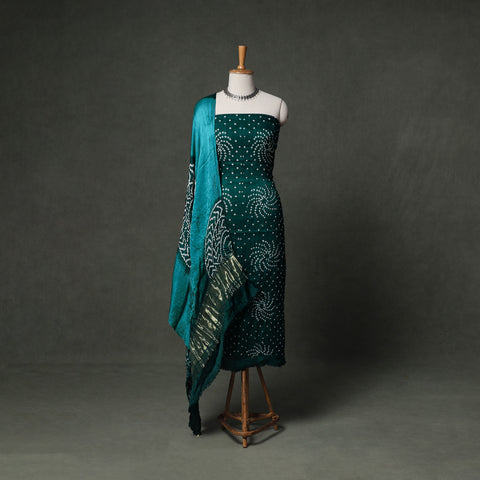 Kutch Bandhani Tie-Dye Modal Silk Unstitched Dress Material Suit Set 11