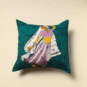 Green Cotton Hand Batik Cushion Cover