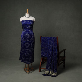 Kutch Bandhani Tie-Dye Modal Silk Unstitched Dress Material Suit Set 12