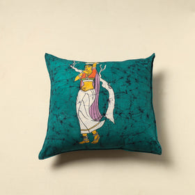 Green - cotton hand batik cushion cover (18 x 18 in) 08