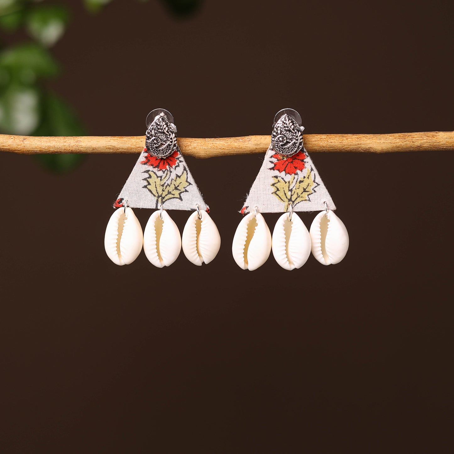 Aliya Handcrafted GS & Shell Work Fabart Earrings