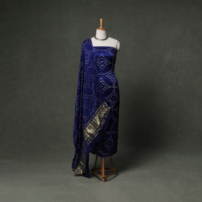 Kutch Bandhani Tie-Dye Modal Silk Unstitched Dress Material Suit Set 12