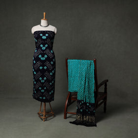 Kutch Bandhani Tie-Dye Modal Silk Unstitched Dress Material Suit Set 14