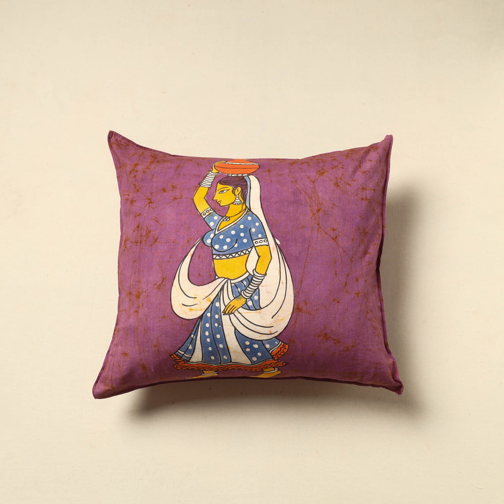 Purple - Pure Cotton Hand Batik Cushion Cover (18 x 18 in) 15