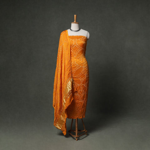 Kutch Bandhani Tie-Dye Modal Silk Unstitched Dress Material Suit Set 15