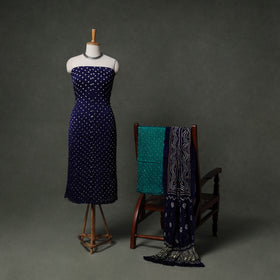 Kutch Bandhani Tie-Dye Modal Silk Unstitched Dress Material Suit Set 16