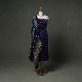 Kutch Bandhani Tie-Dye Modal Silk Unstitched Dress Material Suit Set 16