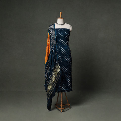 Kutch Bandhani Tie-Dye Modal Silk Unstitched Dress Material Suit Set 17