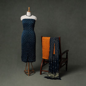 Kutch Bandhani Tie-Dye Modal Silk Unstitched Dress Material Suit Set 17