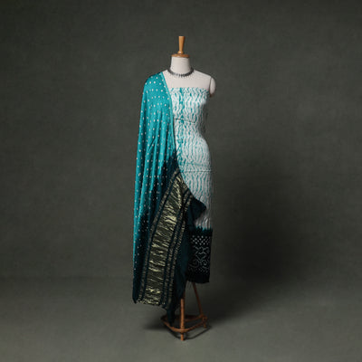 Kutch Bandhani Tie-Dye Modal Silk Unstitched Dress Material Suit Set 18