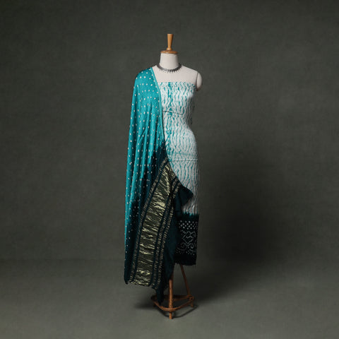 Kutch Bandhani Tie-Dye Modal Silk Unstitched Dress Material Suit Set 18