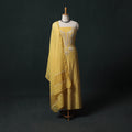 Mul Chanderi Semi Stitched Heavy Hand Embroidered Beadwork 2pc Anarkali Chikankari Kurta Set 02