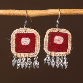 Red - afia handcrafted fabart jute earrings