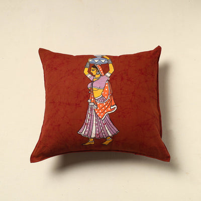 Red - Pure Cotton Hand Batik Cushion Cover (18 x 18 in)