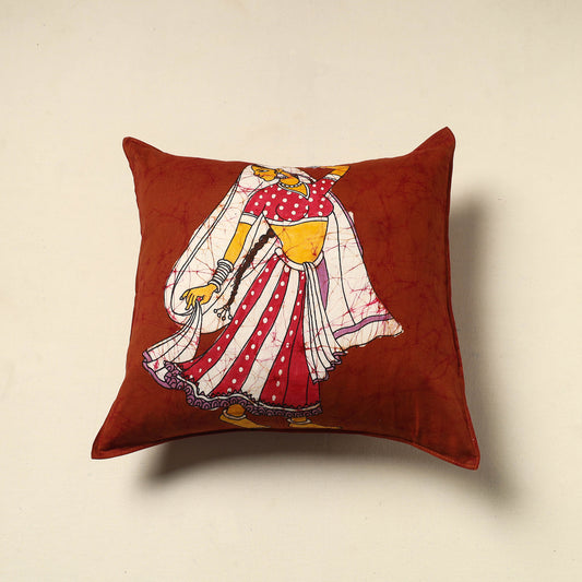 Red - Pure Cotton Hand Batik Cushion Cover (18 x 18 in) 34