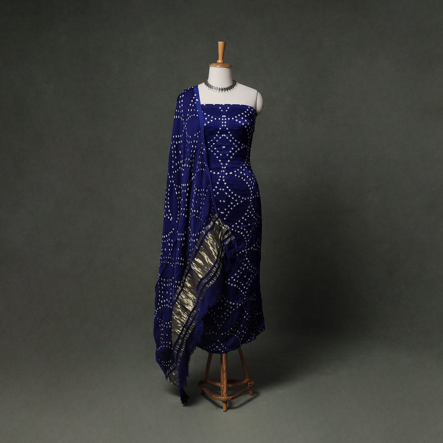 Kutch Bandhani Tie-Dye Modal Silk Unstitched Dress Material Suit Set 20