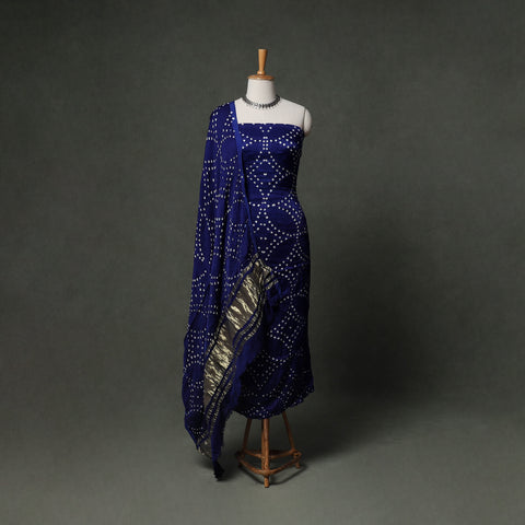Kutch Bandhani Tie-Dye Modal Silk Unstitched Dress Material Suit Set 20
