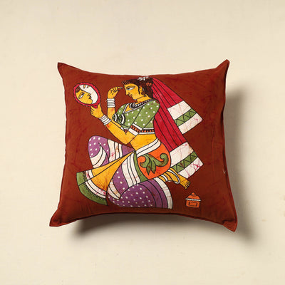 Red - Pure Cotton Hand Batik Cushion Cover (18 x 18 in) 35