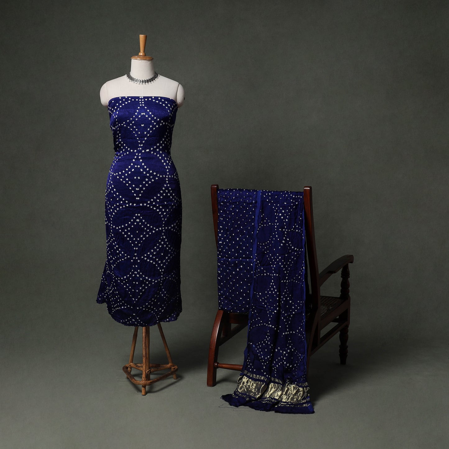 Kutch Bandhani Tie-Dye Modal Silk Unstitched Dress Material Suit Set 20