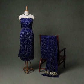 Kutch Bandhani Tie-Dye Modal Silk Unstitched Dress Material Suit Set 20