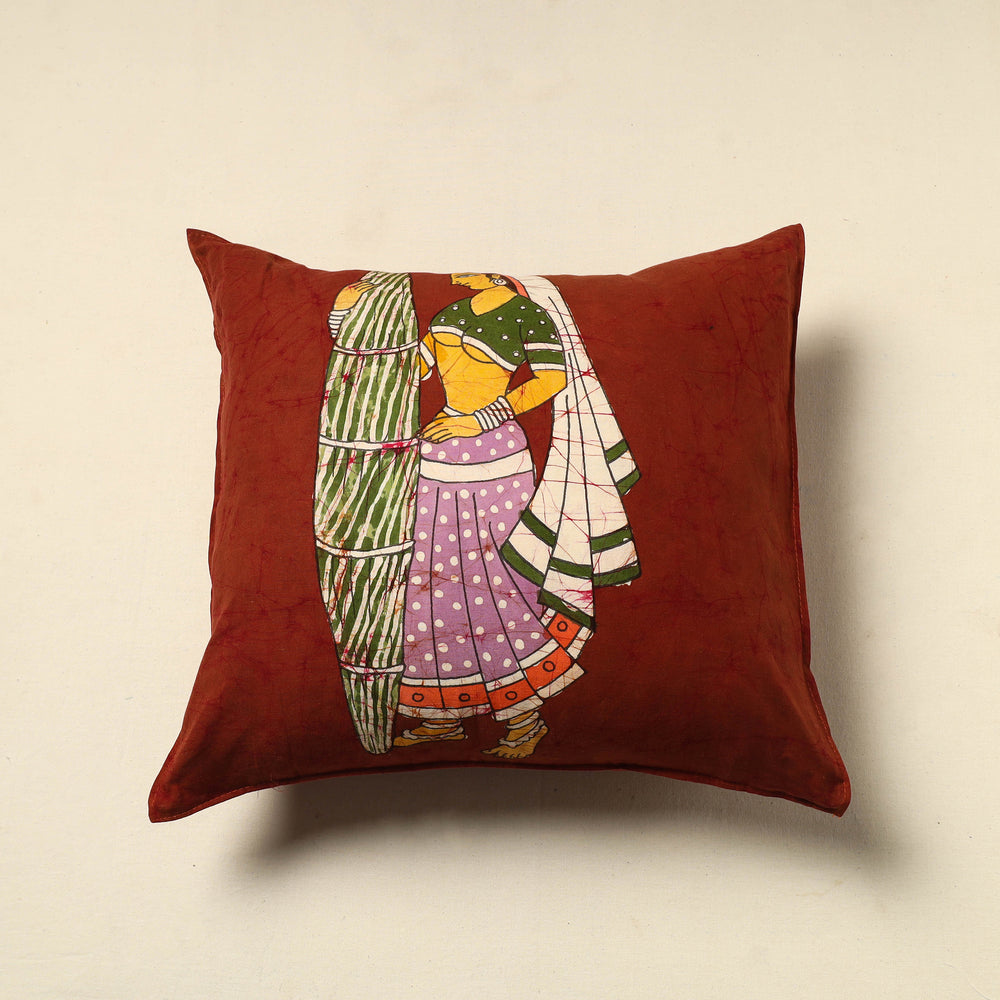 Red - Pure Cotton Hand Batik Cushion Cover (18 x 18 in) 36