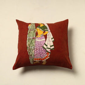 Buy Orange Pure Cotton Hand Batik Cushion Cover