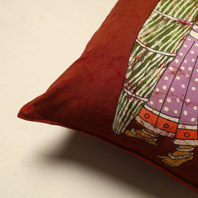 Buy Orange Pure Cotton Hand Batik Cushion Cover