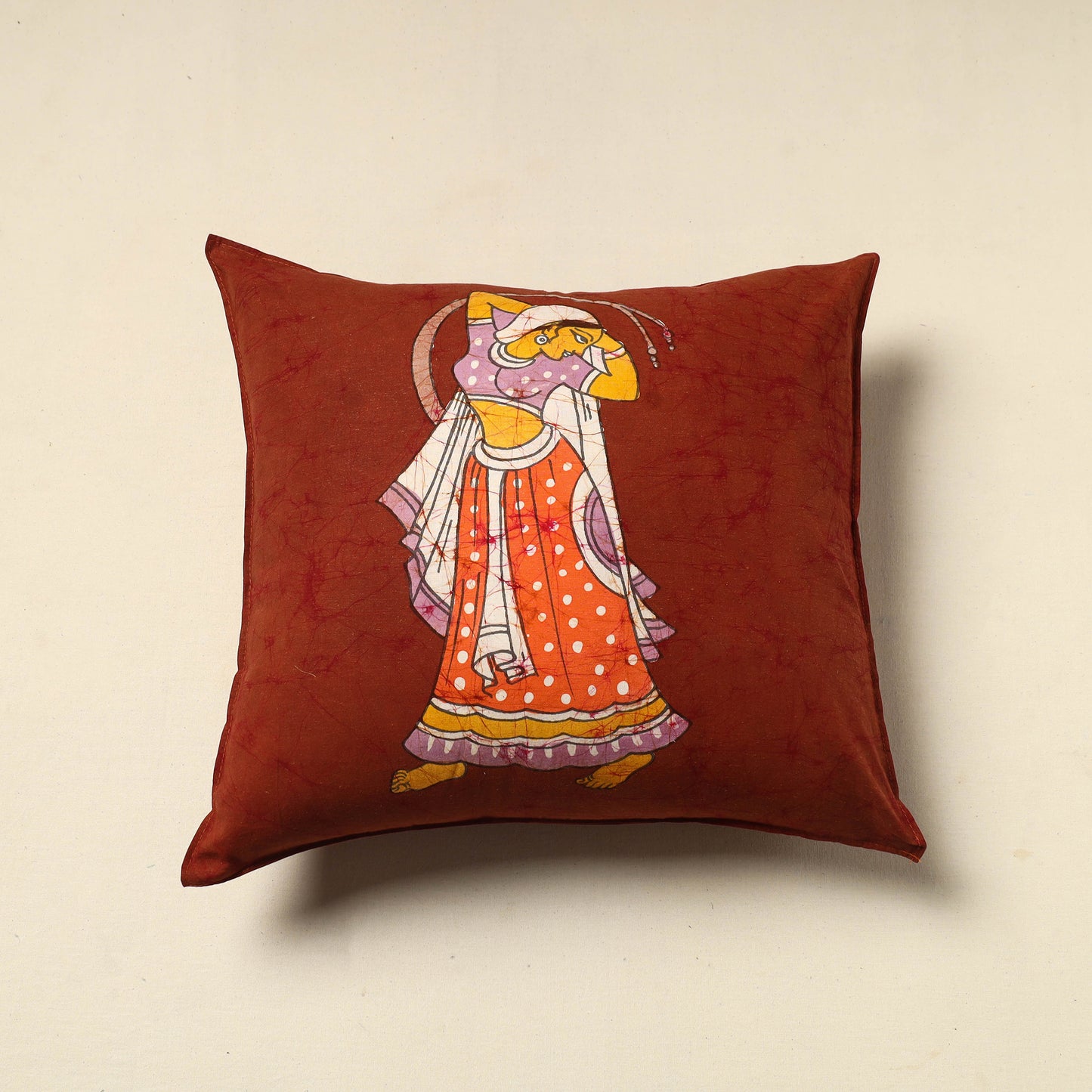 Red - Pure Cotton Hand Batik Cushion Cover (18 x 18 in) 37