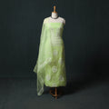 Pure Organza Silk Unstitched Heavy Hand Embroidered Beadwork 2pc Chikankari Kurta Set 04