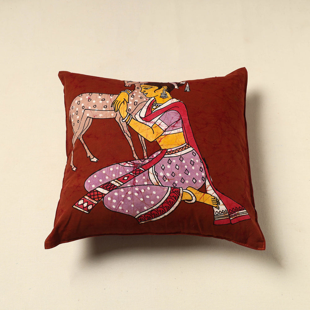 Red - Pure Cotton Hand Batik Cushion Cover (18 x 18 in) 39