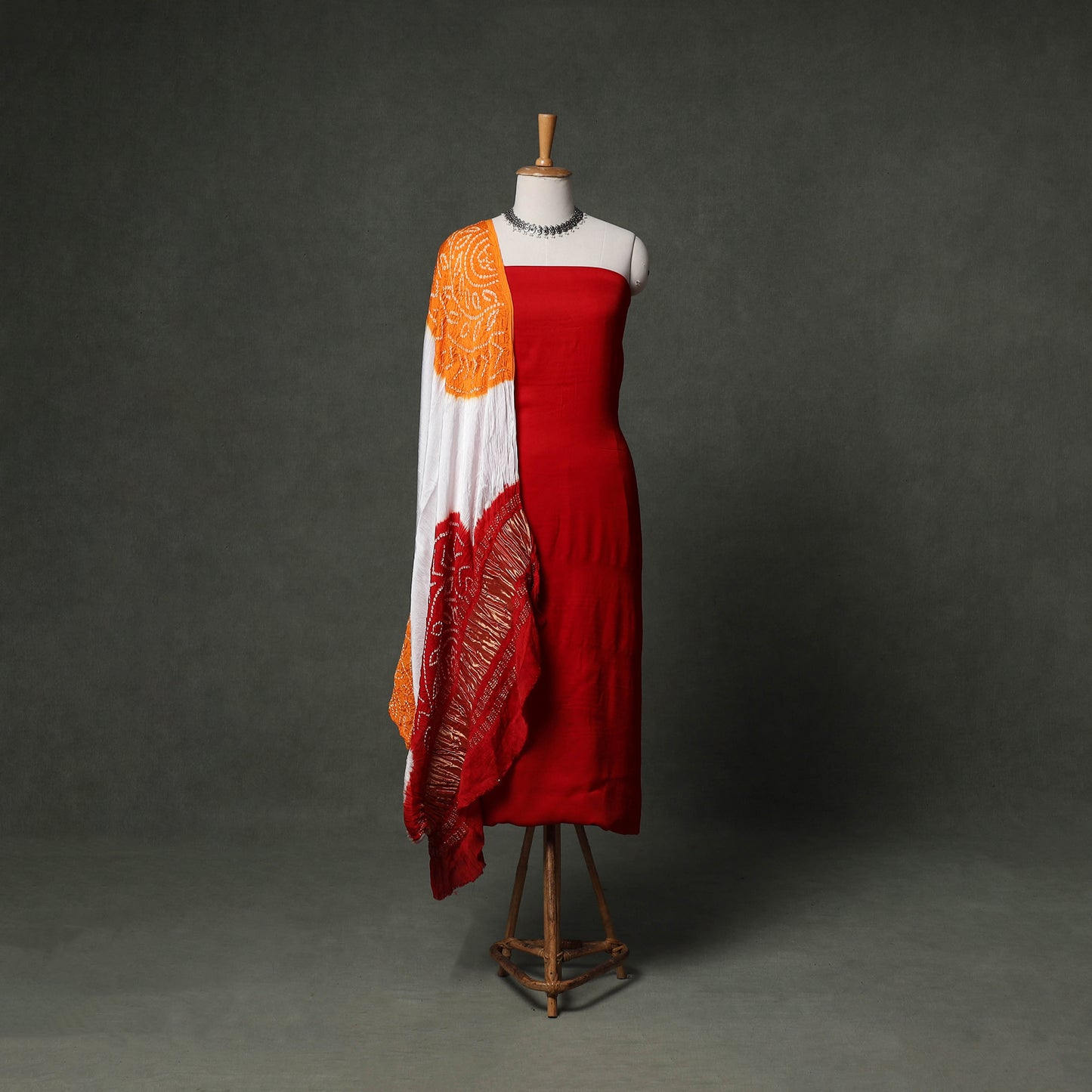 Kutch Bandhani Tie-Dye Modal Silk Unstitched Dress Material Suit Set 22