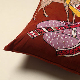 Buy Orange Pure Cotton Hand Batik Cushion Cover