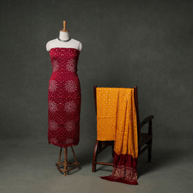 Kutch Bandhani Tie-Dye Modal Silk Unstitched Dress Material Suit Set 23