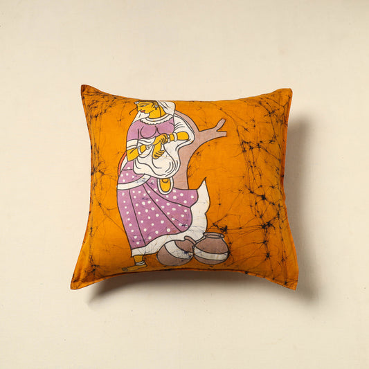 Orange - Pure Cotton Hand Batik Cushion Cover (18 x 18 in) 41