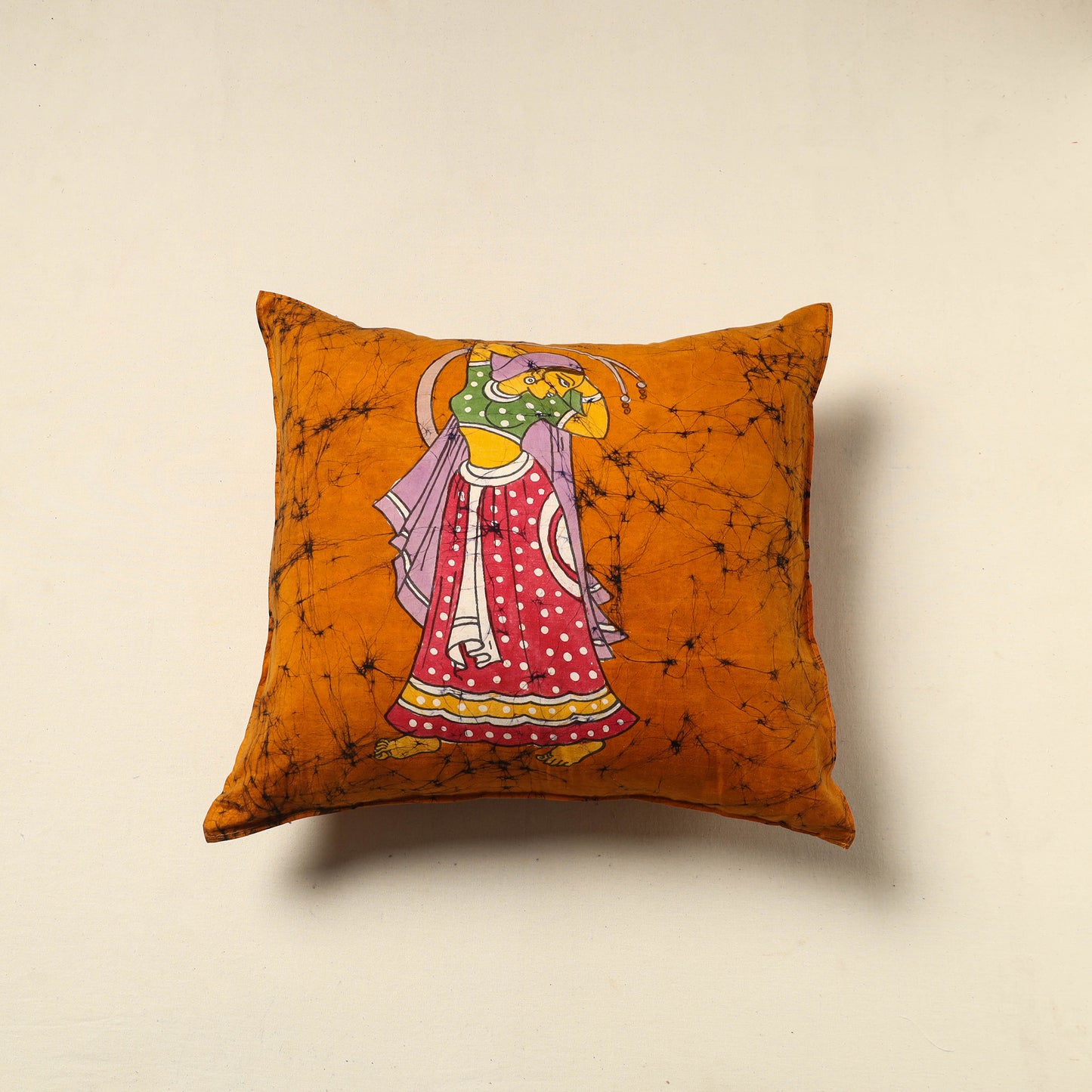 Orange - Pure Cotton Hand Batik Cushion Cover (18 x 18 in) 42