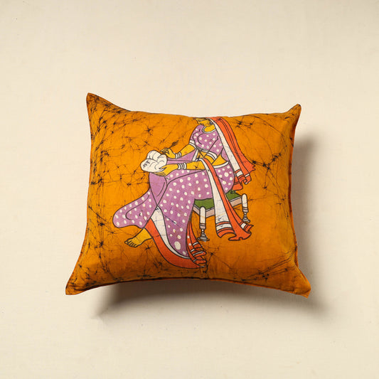 Orange - Pure Cotton Hand Batik Cushion Cover (18 x 18 in) 44