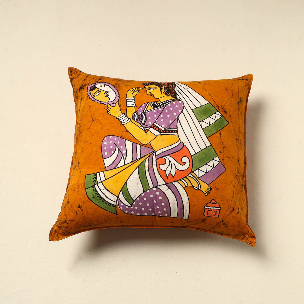 Orange - Pure Cotton Hand Batik Cushion Cover (18 x 18 in) 45