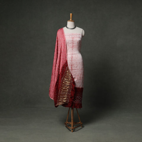 Kutch Bandhani Tie-Dye Modal Silk Unstitched Dress Material Suit Set 24