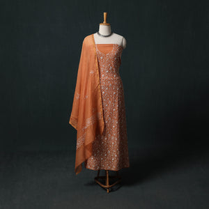 Mul Chanderi Semi Stitched Heavy Hand Embroidered 2pc Chikankari Kurta Set 05