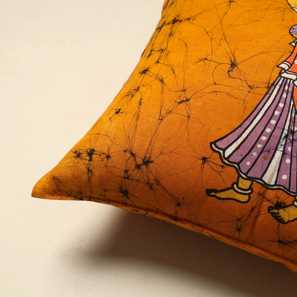 Orange - Pure Cotton Hand Batik Cushion Cover (18 x 18 in) 49