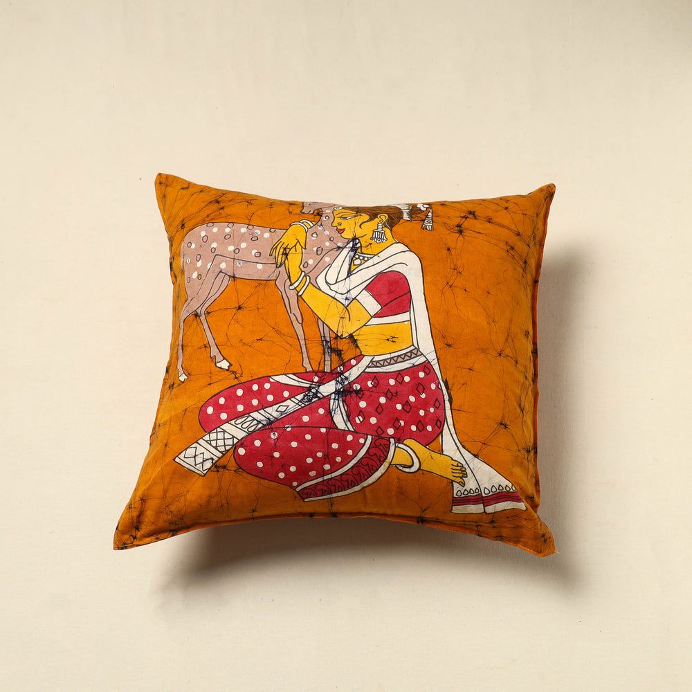 Orange - Pure Cotton Hand Batik Cushion Cover (18 x 18 in) 50