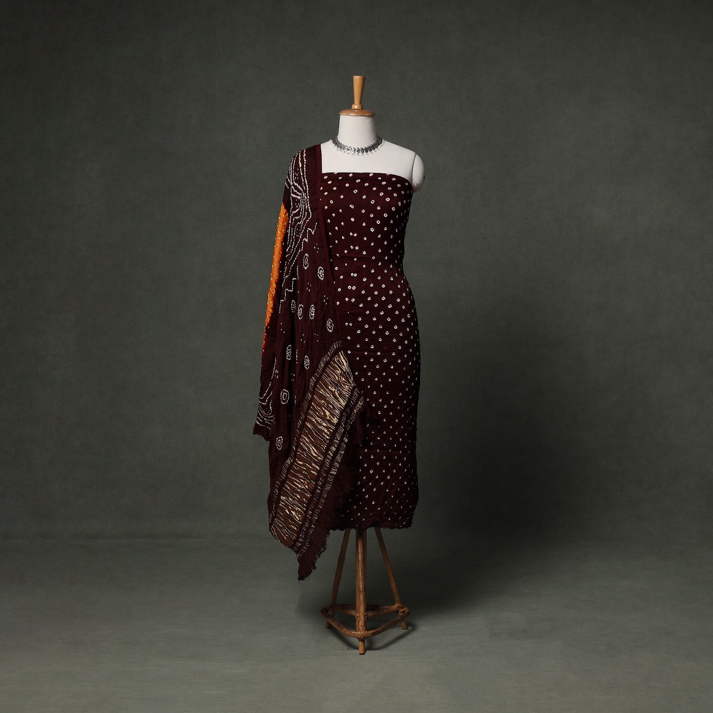 Kutch Bandhani Tie-Dye Modal Silk Unstitched Dress Material Suit Set 25