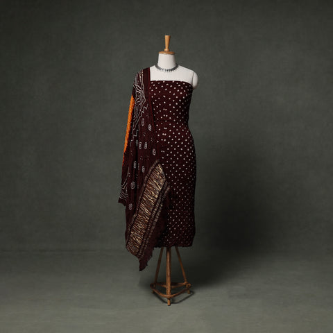 Kutch Bandhani Tie-Dye Modal Silk Unstitched Dress Material Suit Set 25