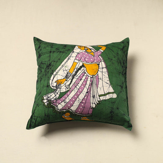 Green - Pure Cotton Hand Batik Cushion Cover (18 x 18 in) 53